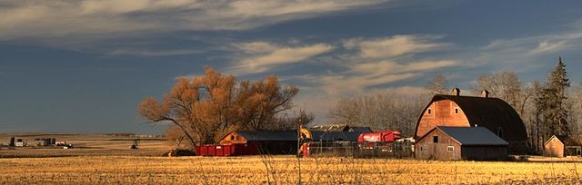 Grain farm on prairie northwest of Edmonton, Alberta