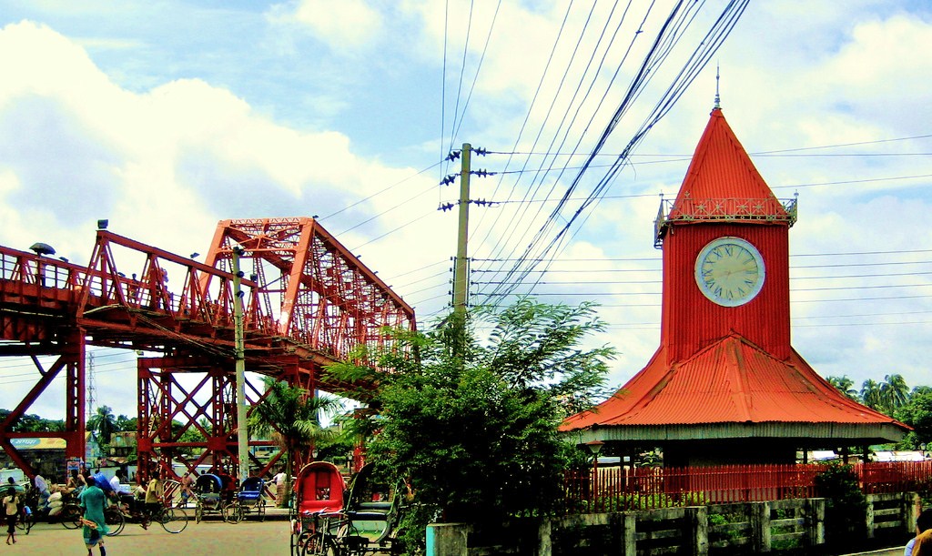 Ali Amjad's Clock beside Keane Bridge, over Surma River