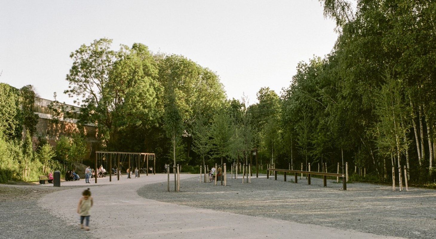 New public space repurposed from the old 28A railway line