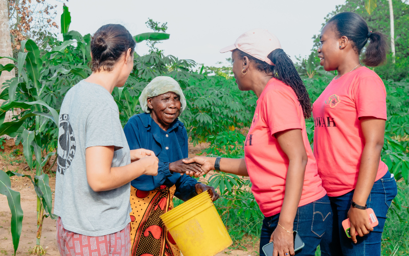 Meeting residents on the farm